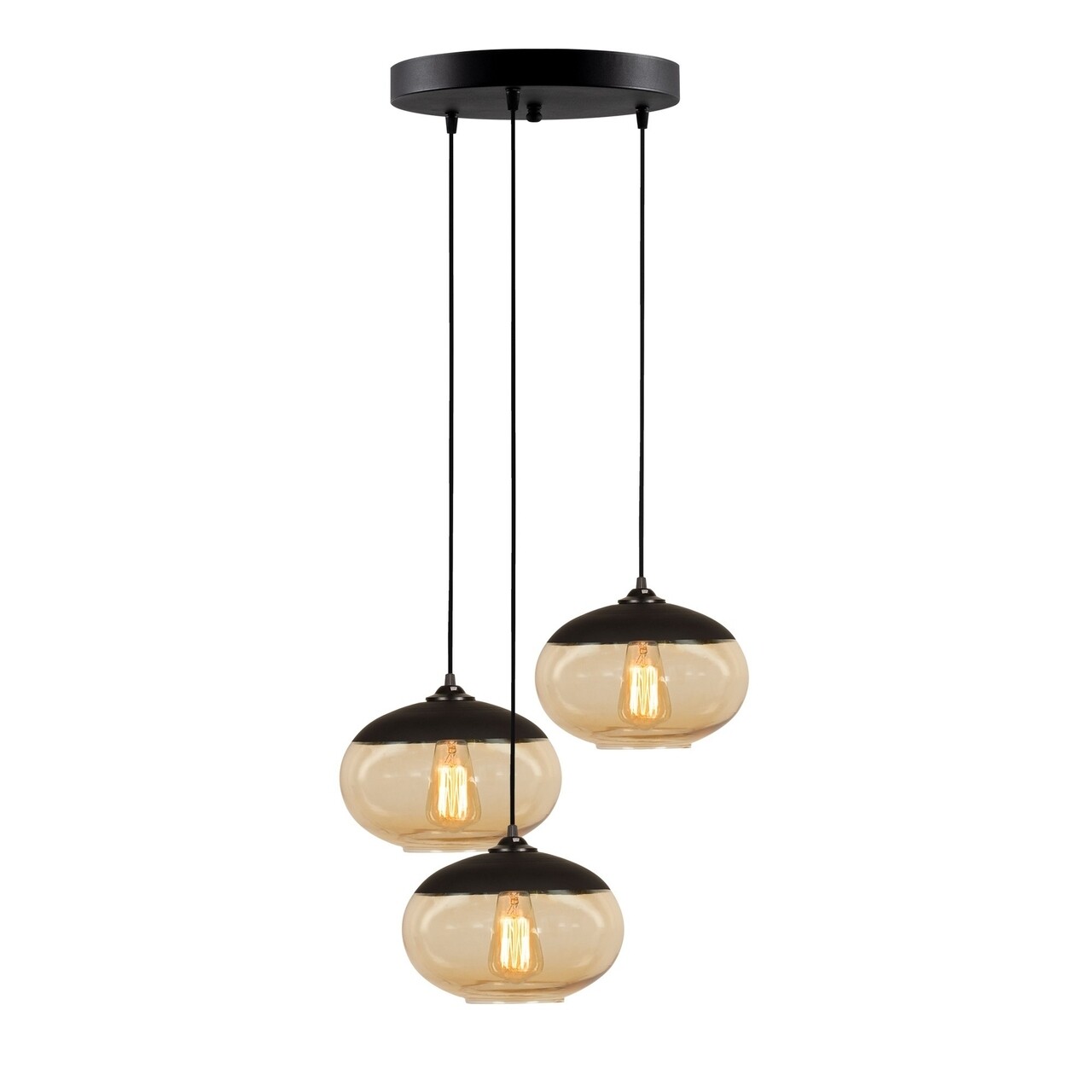 Lustra Camini MR - 868, Opviq, 50 x 113 cm, 3 x E27, 100W, negru/honey - imagine 6